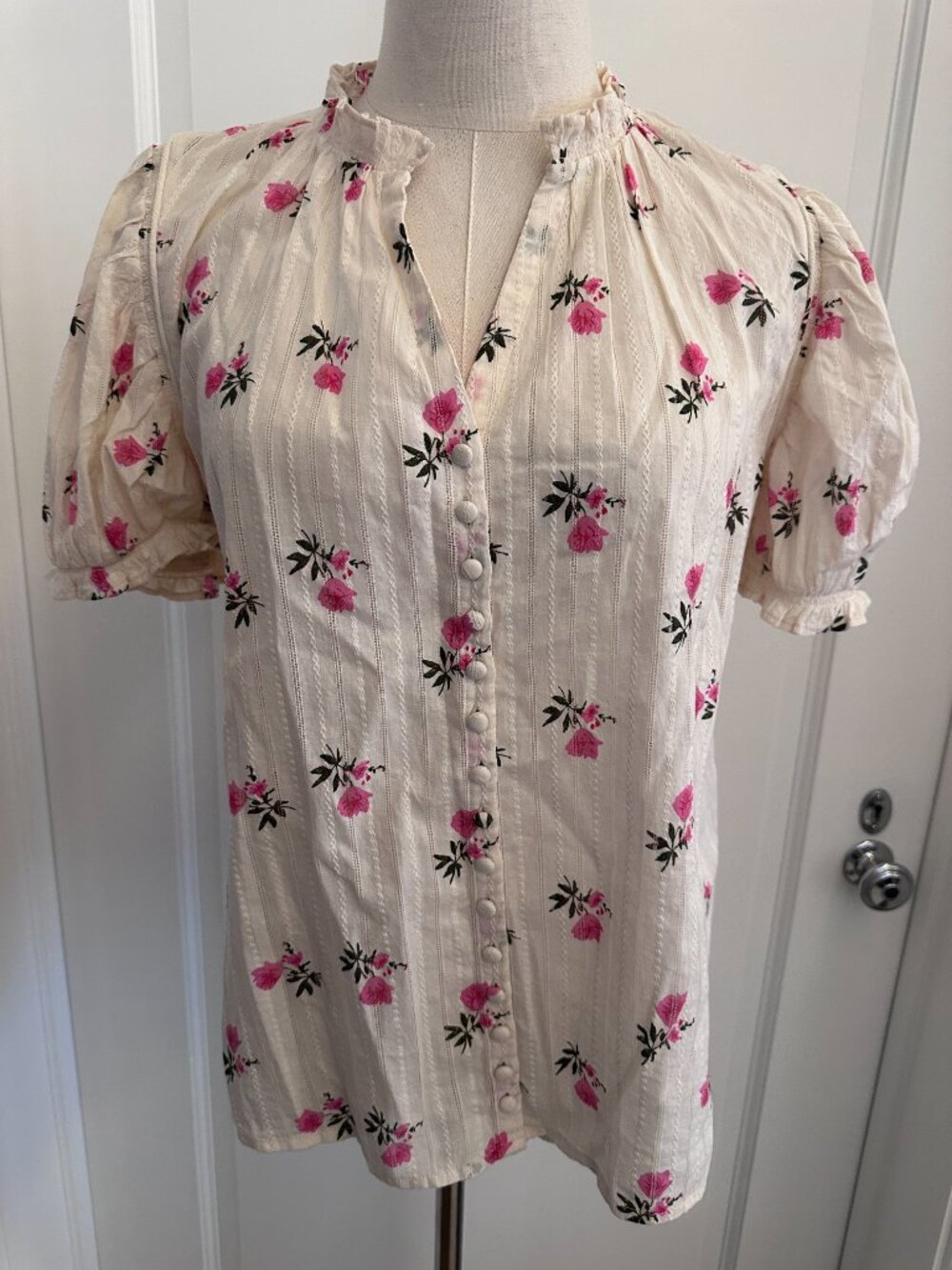 Sézane Ema shirt in pink spring, size 38 ~ pre-owned! - Picture 3 of 9